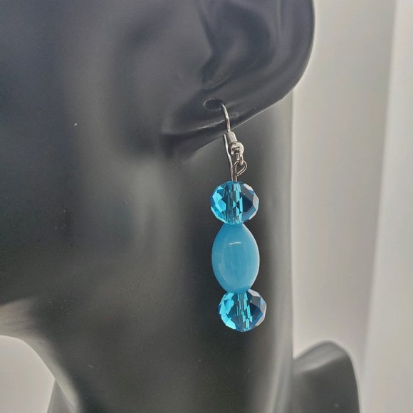 Blue Glass Beaded Earrings - Picture 4 of 6